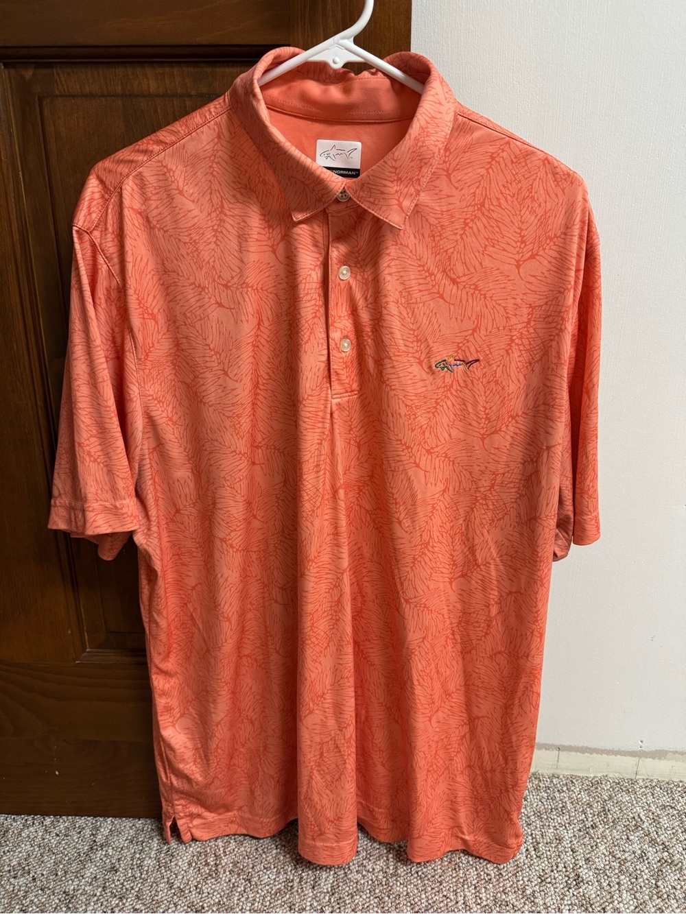Greg Norman Men's Coral Short Sleeve Golf Polo